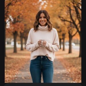 Merokeety Women's Cream Turtleneck Sweater